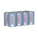Tenergy 10000mAh NiMH D Battery, Rechargeable High Capacity D Size Battery, High Drain D Cell Batteries for Flashlight, 8-Pack - UL Certified
