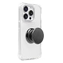 FAB POPS Black Magnetic Phone Grip with Expanding Landscape Kickstand, Strong Adhesive for Smartphones & Mini Tablets, Built-in Magnets + Adhesive