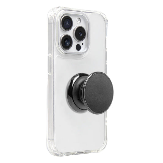 FAB POPS Black Magnetic Phone Grip with Expanding Landscape Kickstand, Strong Adhesive for Smartphones & Mini Tablets, Built-in Magnets + Adhesive