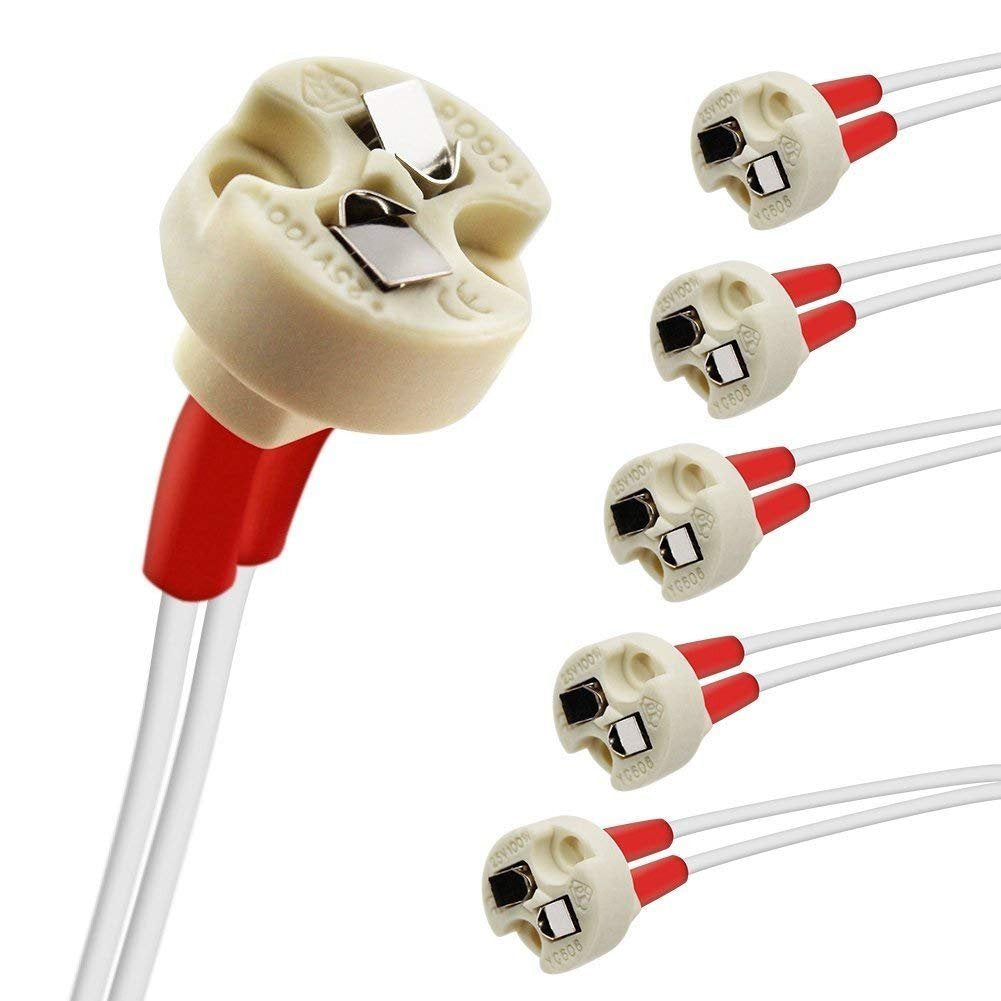 (Pack of 10) Mini Bi-Pin Socket up to 75 Watts Ceramic Body for LED Halogen Light Bulbs with Base GU5.3, G4, MR11, MR16