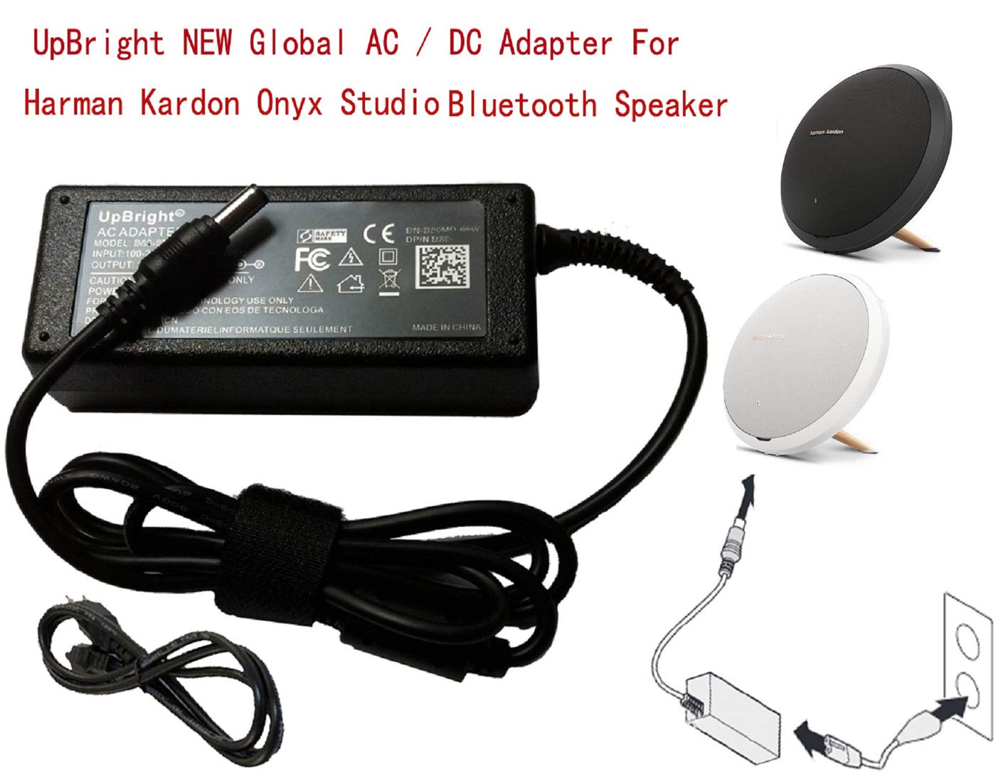 19V 2A AC/DC Adapter Compatible with Harman Kardon Onyx Studio 7 6 5 4 3 2 1 IV III II I Bluetooth Wireless Speaker HK ESX2567Q ONYX3 2GP468…