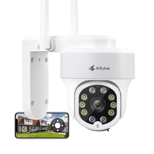 Kittyhok PTZ Security Camera Wireless Outdoor | 2K FHD Wireless Cameras for Home Security with 360 Viewing, Auto Tracking, Spotilght Color Night