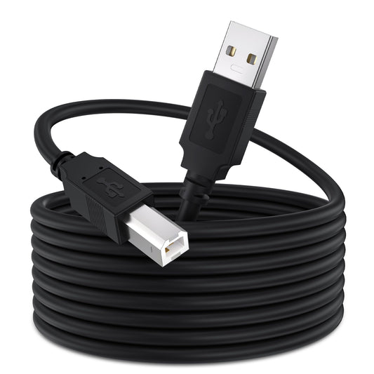 Qxcynsef USB 2.0 Printer Cable 12 FT USB A to USB B Cable for HP, Canon, Epson, Brother, Lexmark Printer, Scanner, Copier, High-Speed Data Sync