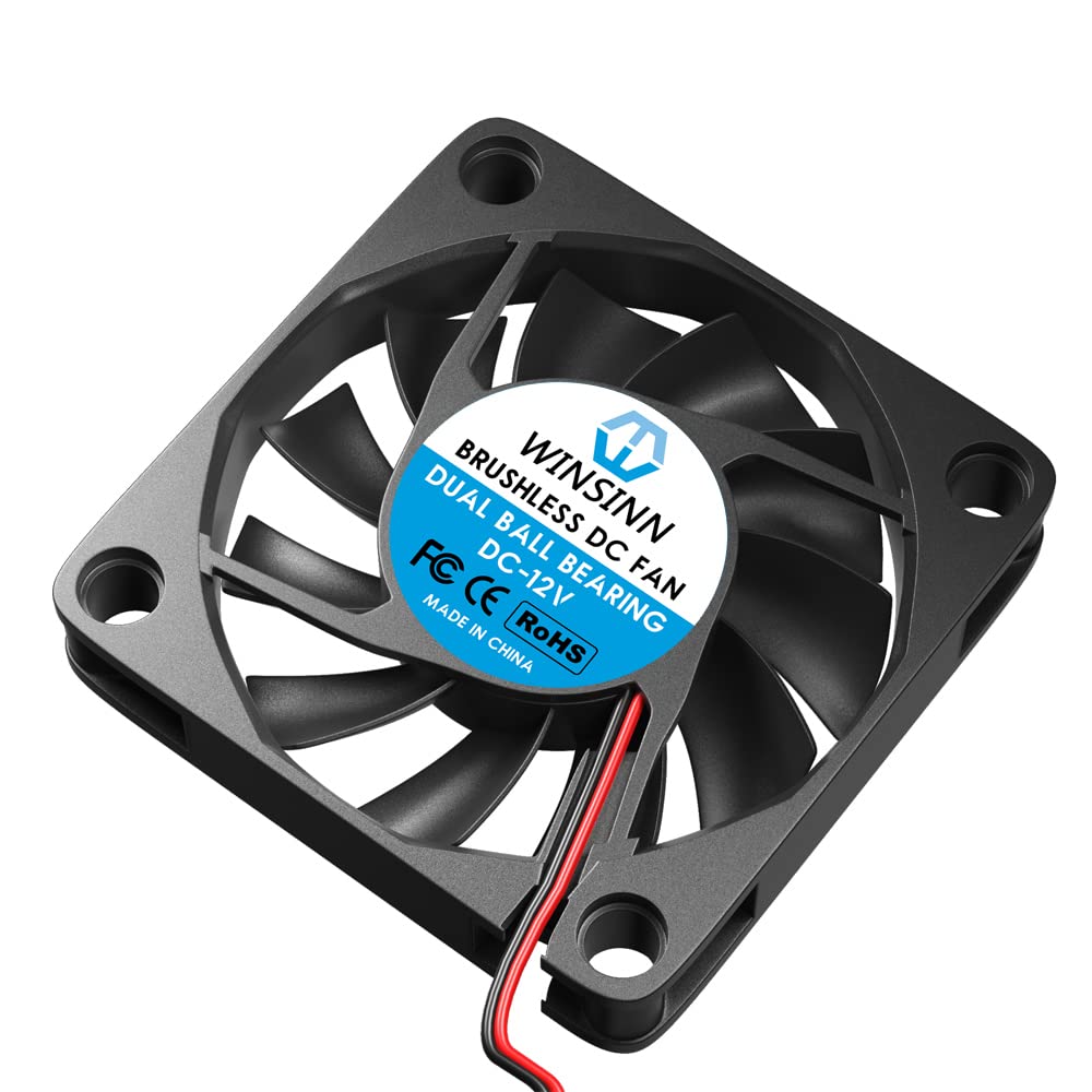 WINSINN DC 60mm Fan 12V 6010 Dual Ball Bearing Brushless Cooling 60mmx10mm 2PIN (Pack of 2Pcs)