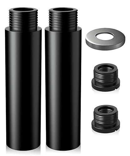 2.99 Inch Mic Stand Extension Tube 2 Pieces 5/8 Inch Microphone Extension Pipe Aluminium Alloy Stand Extenders Screw Boom Tubes with 2 Metal Adapters