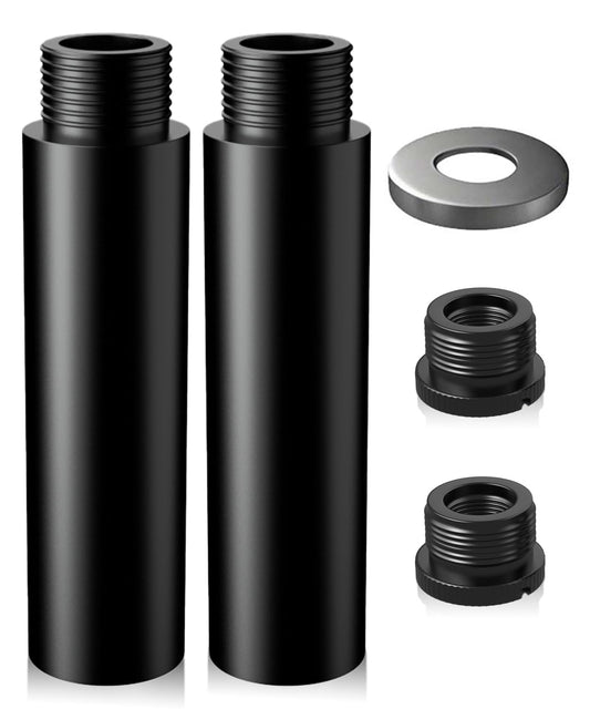 2.99 Inch Mic Stand Extension Tube 2 Pieces 5/8 Inch Microphone Extension Pipe Aluminium Alloy Stand Extenders Screw Boom Tubes with 2 Metal Adapters