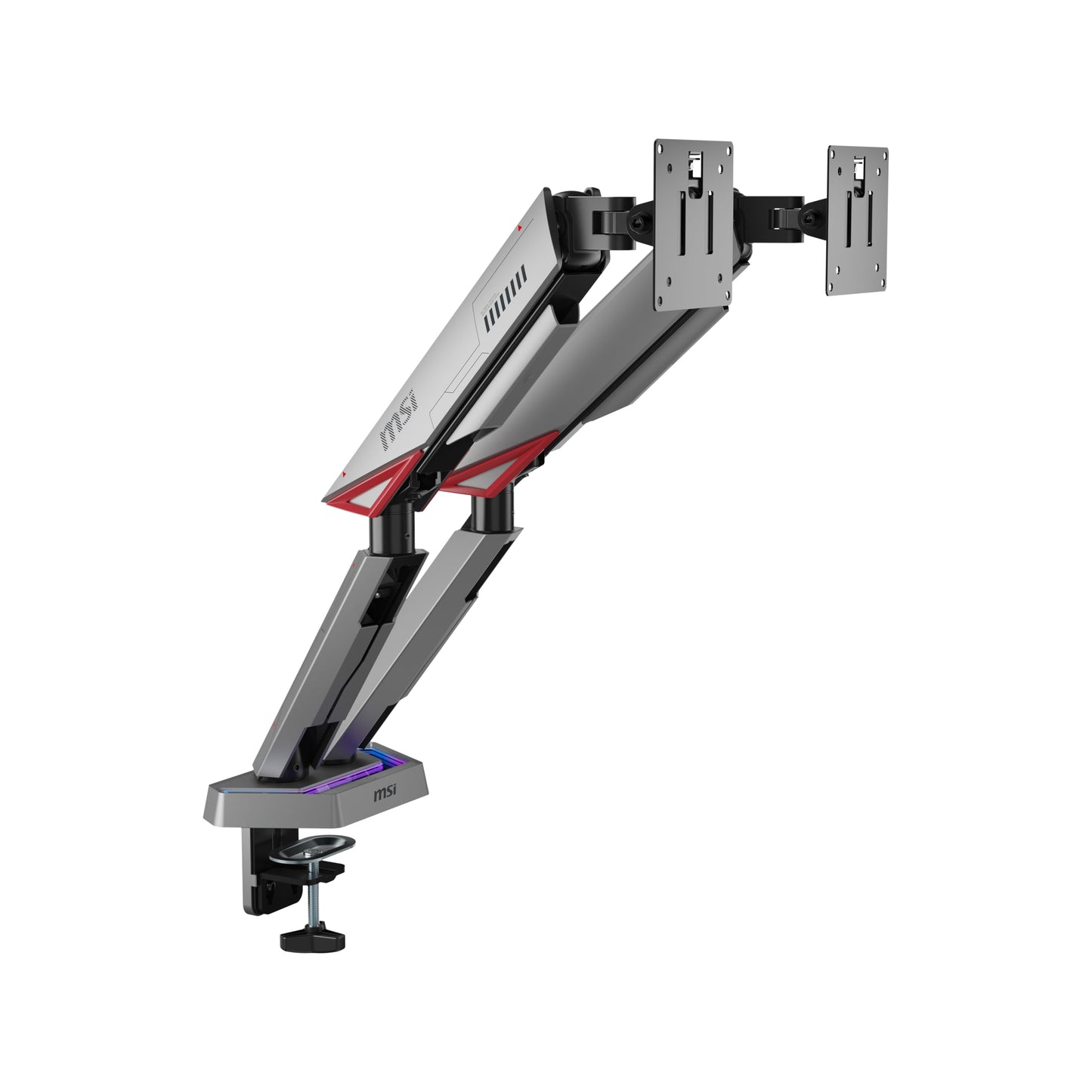 MSI MPG MT161DR - Premium RGB Dual Monitor Stand Arms, 17-38" Support, VESA Compatible, Adjustable Spring Assisted Mount, 35.2 lbs per Screen