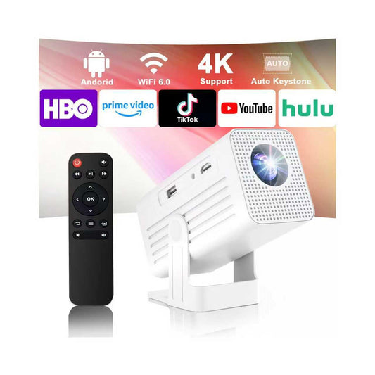 Mini Projector with WiFi and Bluetooth, 1080P Supported Smart Projector with Built in Apps, Outdoor Movie Projector 150" Display, Auto Keystone?Short