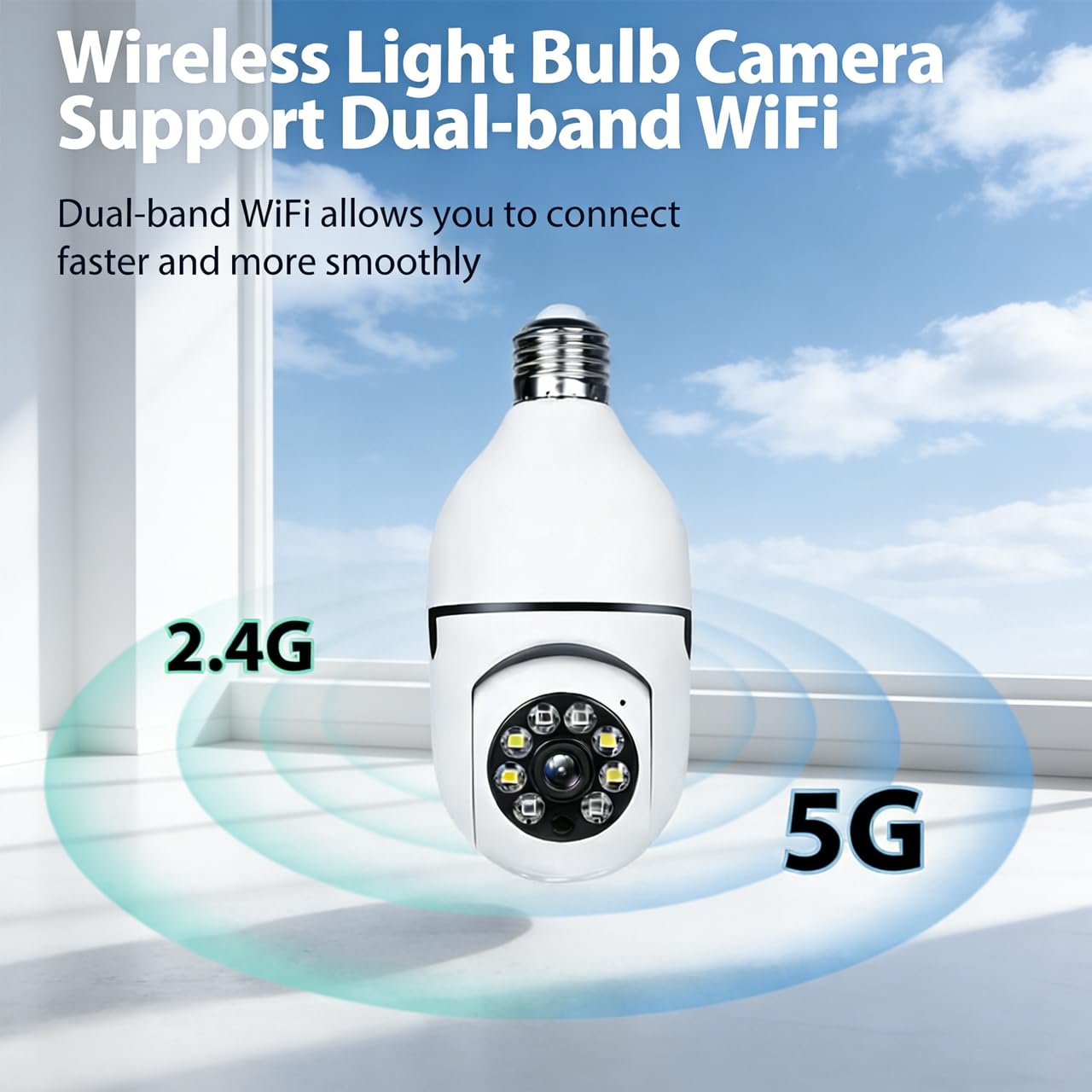 Hawkray Light Bulb Security Camera -5G& 2.4GHz WiFi 2K 3MP Security Cameras Wireless Outdoor Motion Detection and 911 Alarm Monitoring,Open AI