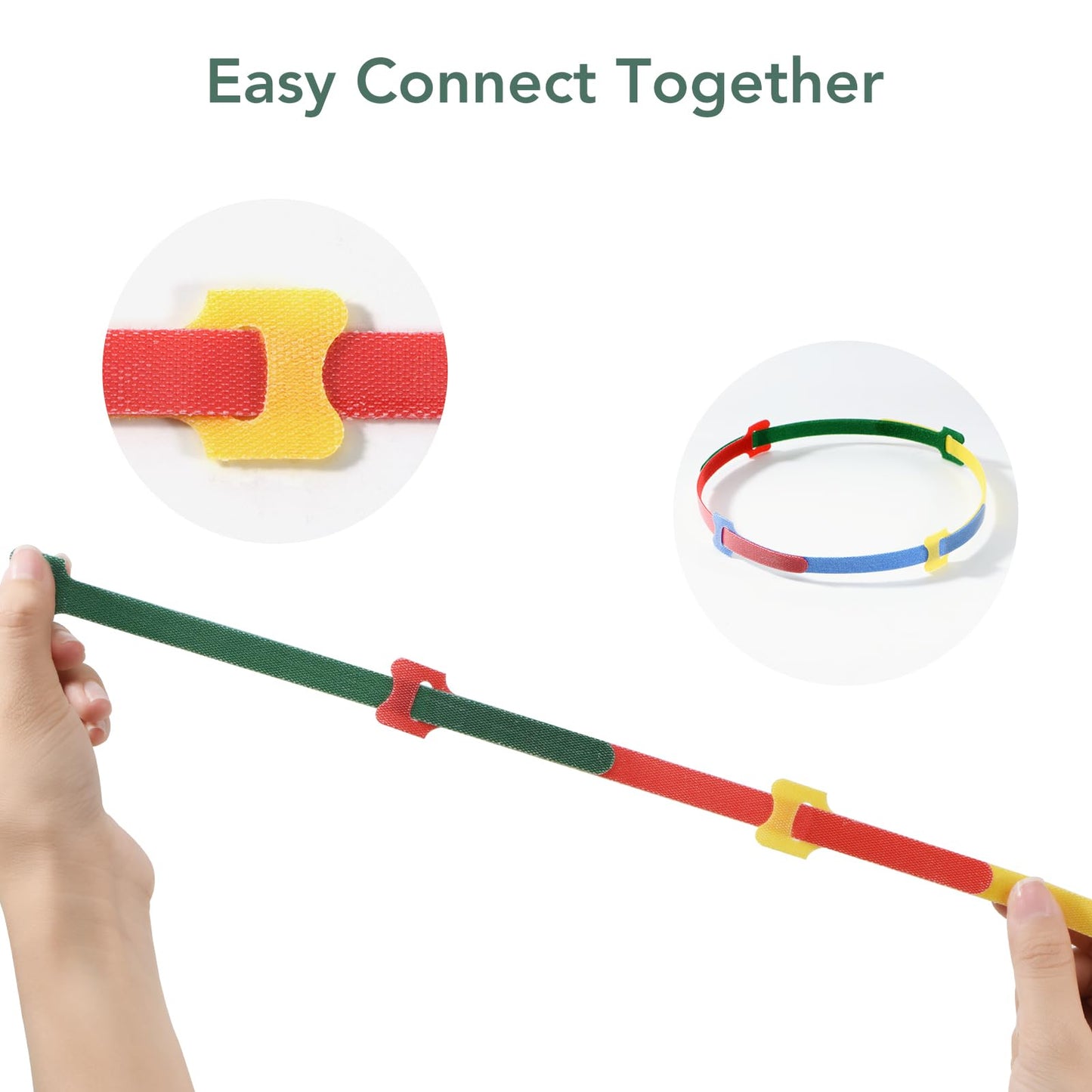 50PC 8 In Reusable Cable Ties, Multi-Purpose Cord Ties for Electronics, Cable Management Ties, Adjustable Fastening Hook and Loop StrapsHome/Office