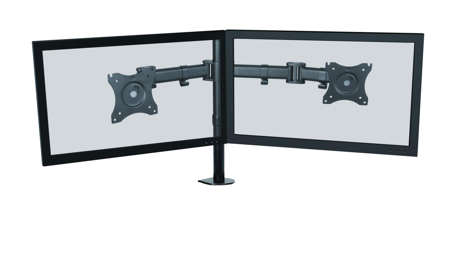 Kantek Dual Monitor Arm, Stand Mounts 2 Screens up tp 27", 2 Articulating Adjustable Arms Hold 18lbs, Desk and Grommet Mount, Cable Management, VESA