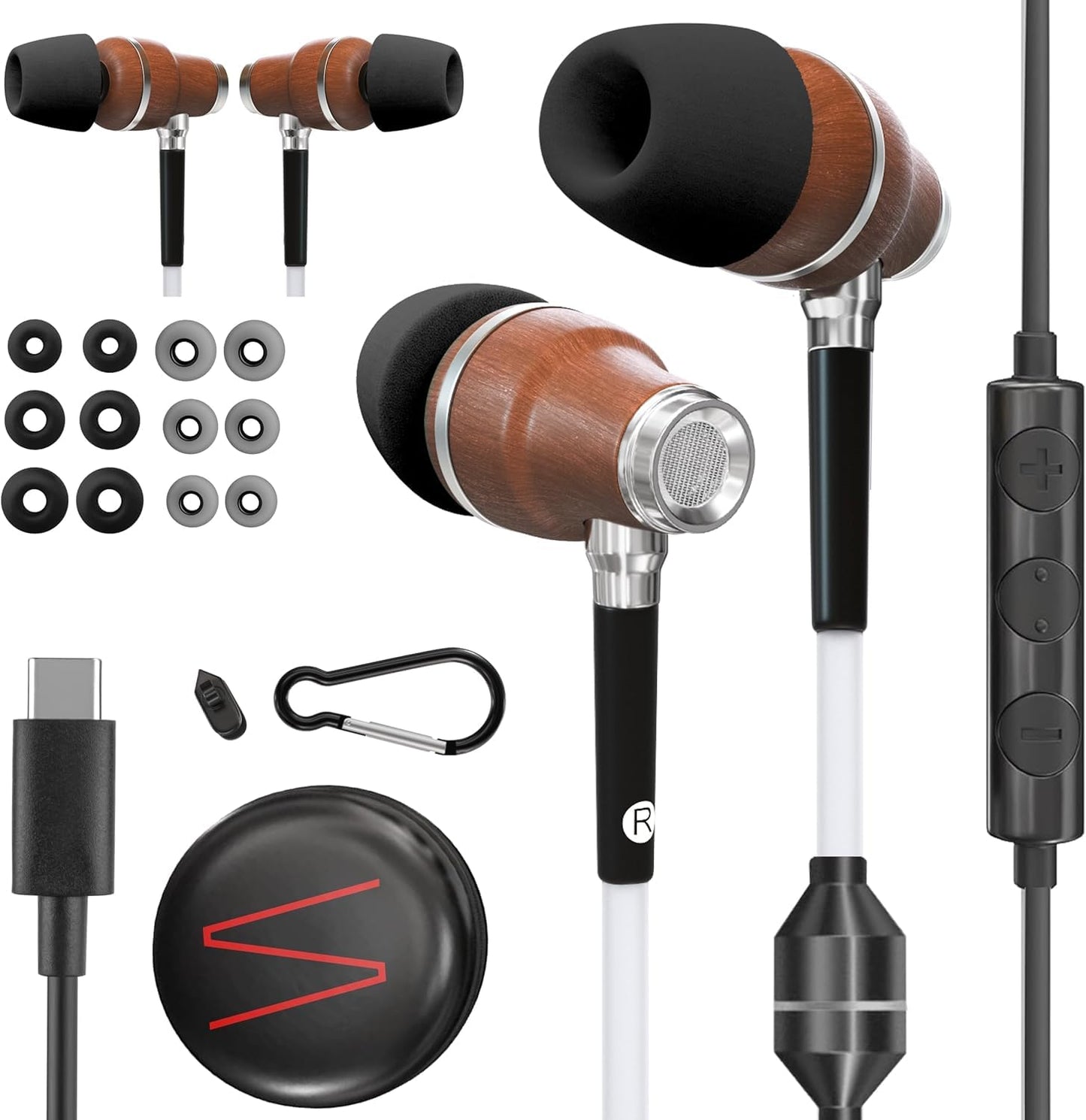 Symphonized Premium Airtube Headphones EMF Earbuds, 3D Sound, Microphone Volume Control, 8mm Bass Drivers Granting High Audio Quality for USB C iPhone
