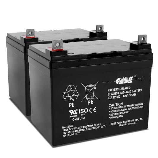 Casil 12V 35Ah Replacement Battery Compatible with Scooter Pride Mobility Jazzy Select Electric Wheelchair 2 Pack
