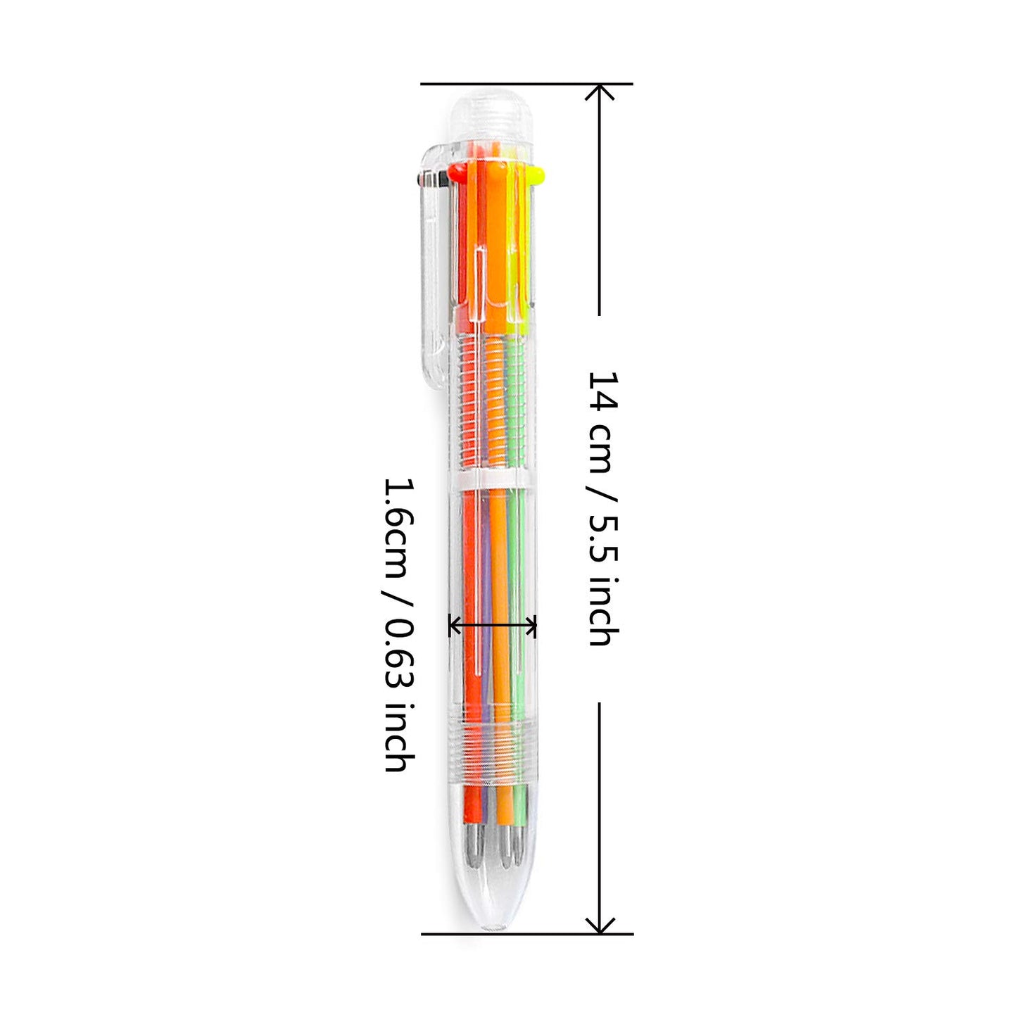Hutou 6 Pack 0.5mm 6-in-1 Multicolor Ballpoint Pens, Kids Party Favors Pen