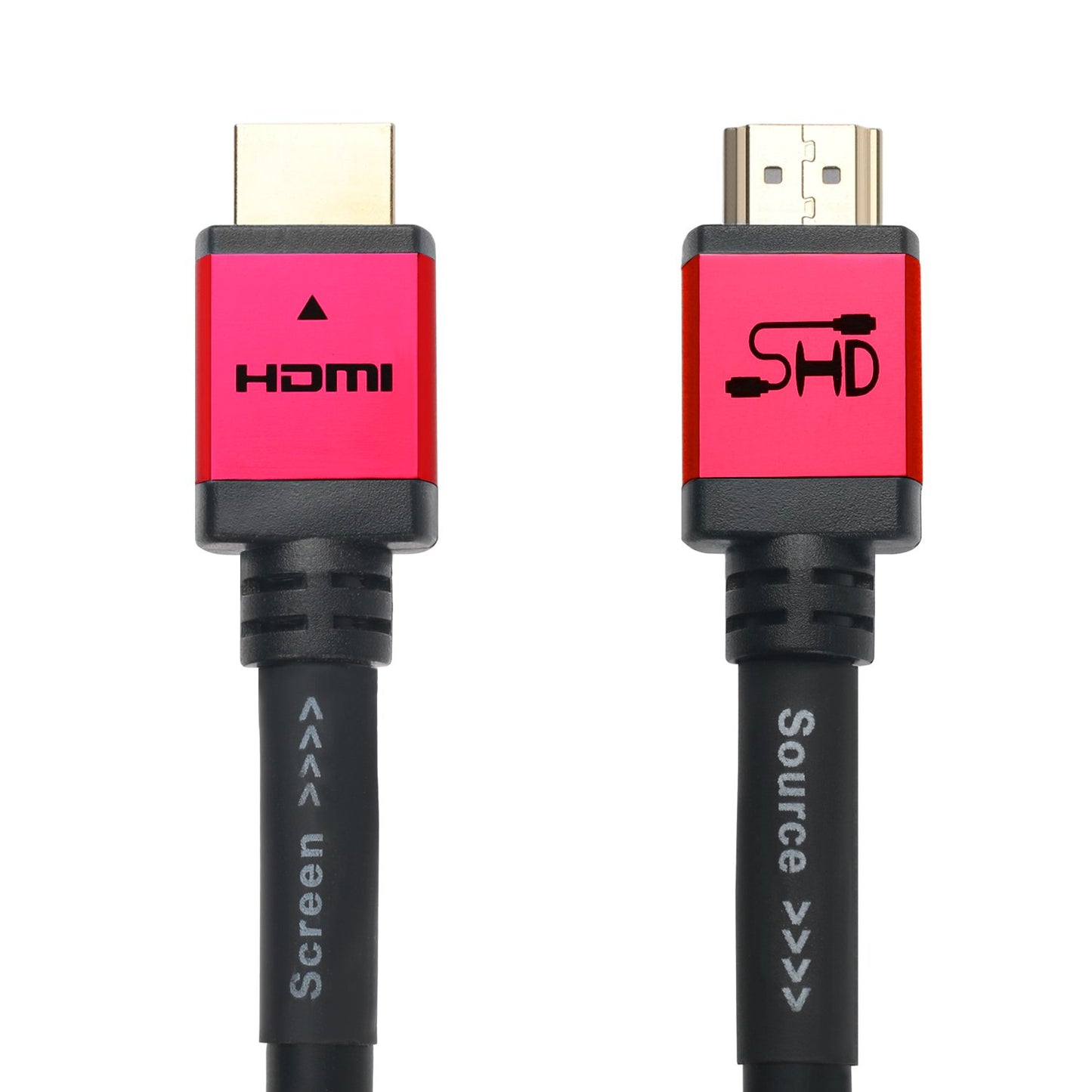 SHD 75 Feet HDMI Cable with Signal Booster, 75' HDMI Cord 2.0V Support 4K 3D 1080P for in-Wall Installation CL3 Rated Black Cable and Red Metal Shell