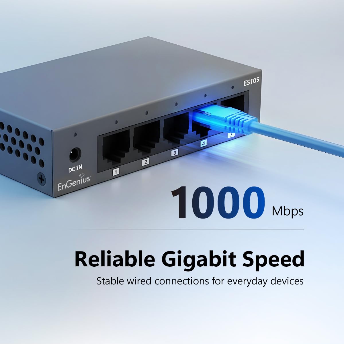 EnGenius 5-Port Gigabit Unmanaged Switch (ES105) | 5X GE Ports high-Speed Connections | Plug and Play | fanless Silent Operation | IEEE 802.3az Energy
