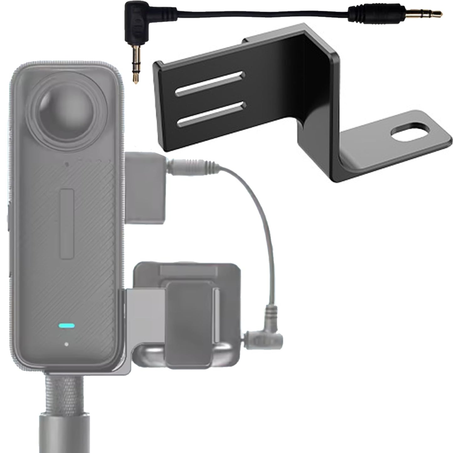 Honlyn Microphone Metal Expansion Mount for Insta360 X5 Camera Accessories Fixed Holder Bracket with Cable