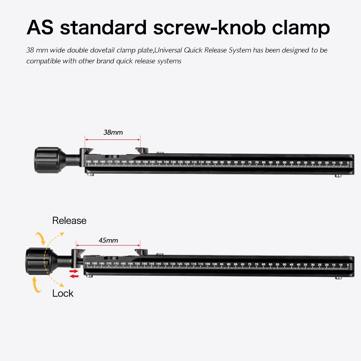 Koolehaoda 200mm Camera Rail Nodal Slide Metal Quick Release Plate Clamp Compatible with Arca Swiss for Camera