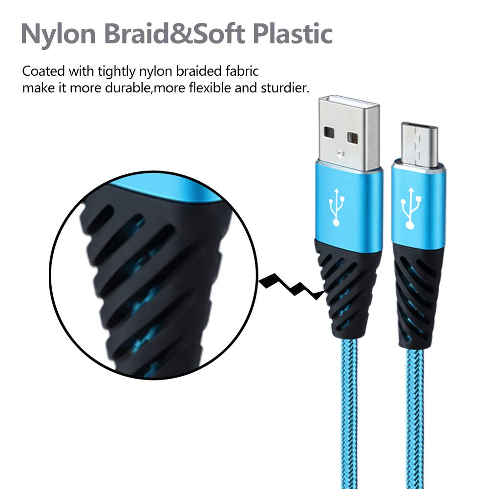 Bynccea Micro USB Cable Fast Charge,Nylon Braided Android USB Cable 6FT 5-Pack Phone Charging Cord Compatible with Samsung Galaxy S6 S7 Edge J3