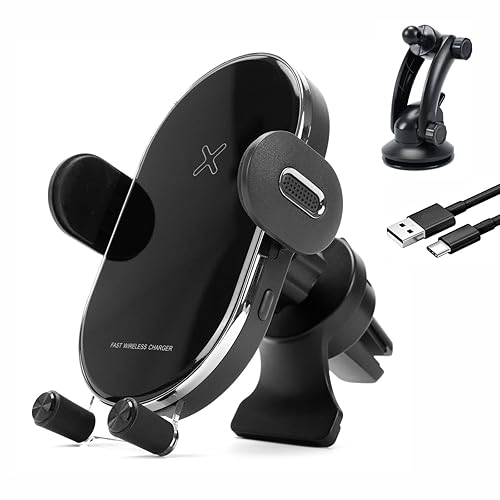 MOCA Wireless Car Charger, Qi 15W Auto Clamping Car Wireless Charger Air Vent Car Phone Mount Compatible with iPhone 17/17 Pro/17 Pro Max/16