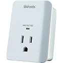 Southwire Woods Surge Protector - 1 Outlet - 1080J Appliance Surge Protection - LED Indicator Light and Alarm - Slim Space Saving Design - White
