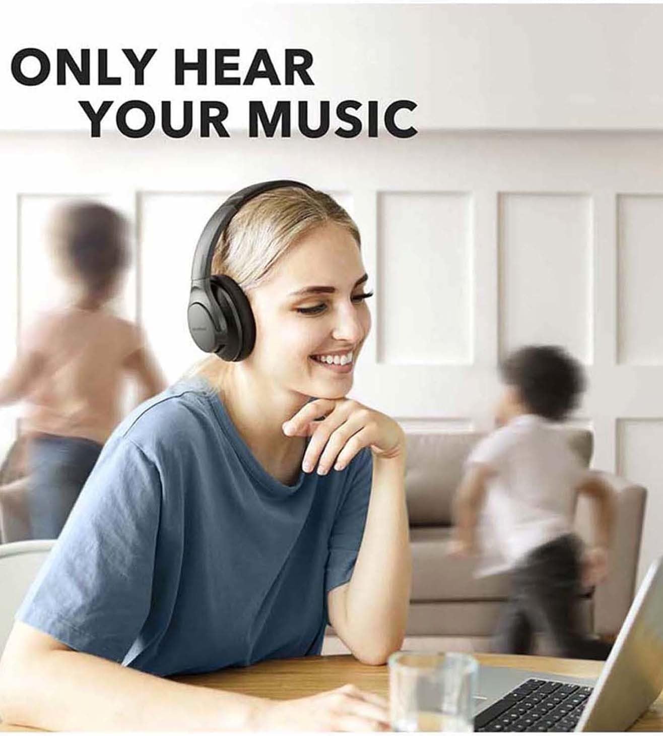 Soundcore Life Q20 Hybrid Active Noise Cancelling Wireless Bluetooth Headphones Over Ear with 40H Playtime, Hi-Res Audio, Deep Bass, Memory Foam Ear
