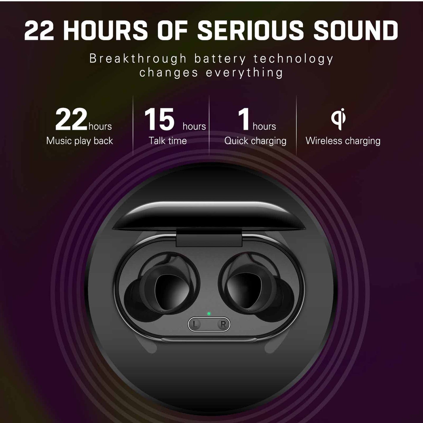 UrbanX Street Buds Plus for Infinix Zero X Pro - True Wireless Earbuds w/Hands Free Controls (Wireless Charging Case Included) - Black