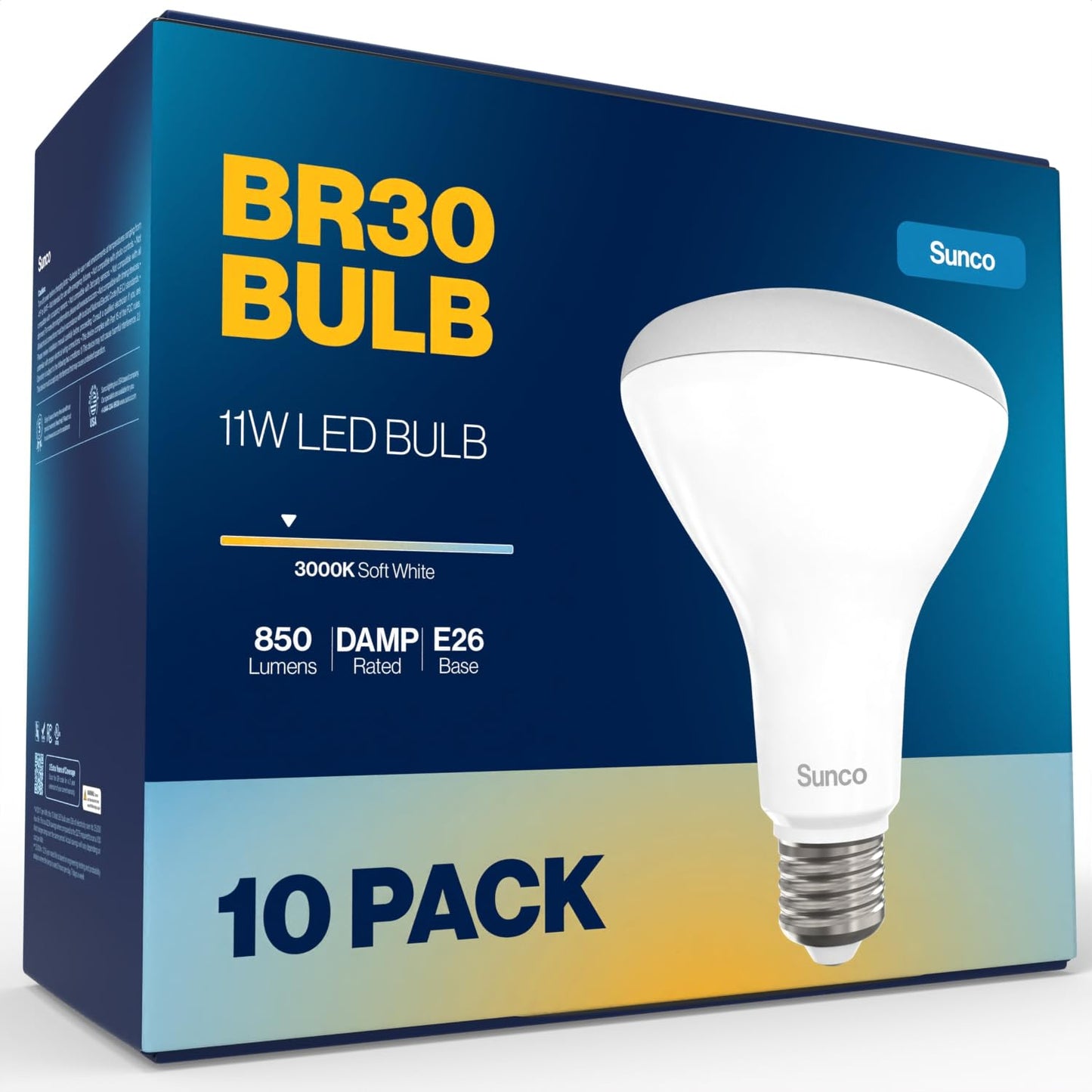 Sunco 10 Pack BR30 LED Bulb Flood Light, E26, 11W=90W, 3000K Warm White