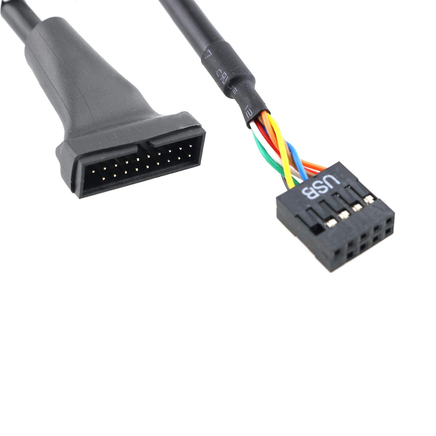 E-outstanding USB Header Cable 2PCS 6Inch USB 3.0 19 Pin Male to USB 2.0 9 Pin Female Motherboard Cable Adapter Converter Black
