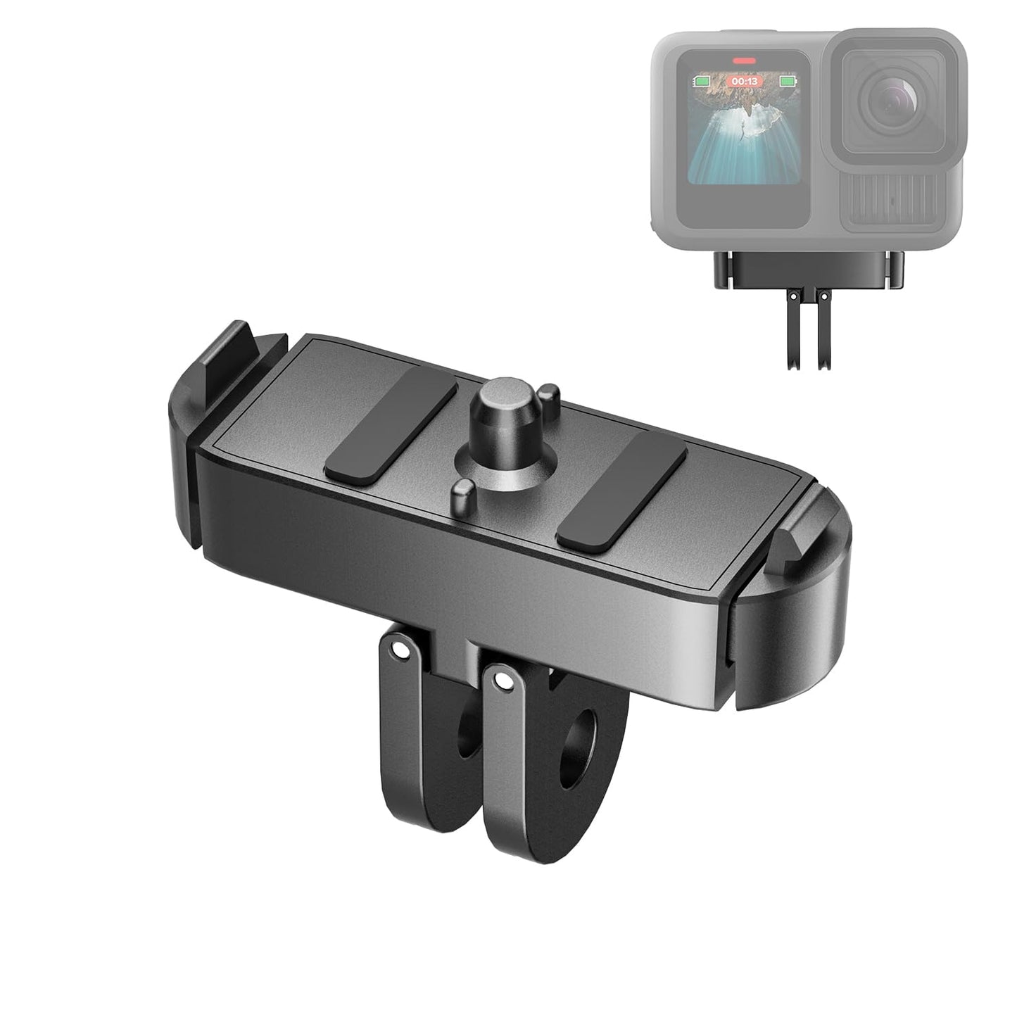 1-Pack Magnetic Adapter Mount for GoPro Hero 13, Quick Release Mount Aluminum Magnetic Latch with 1/4" Screw,Dual-Claws Interface, Compatible