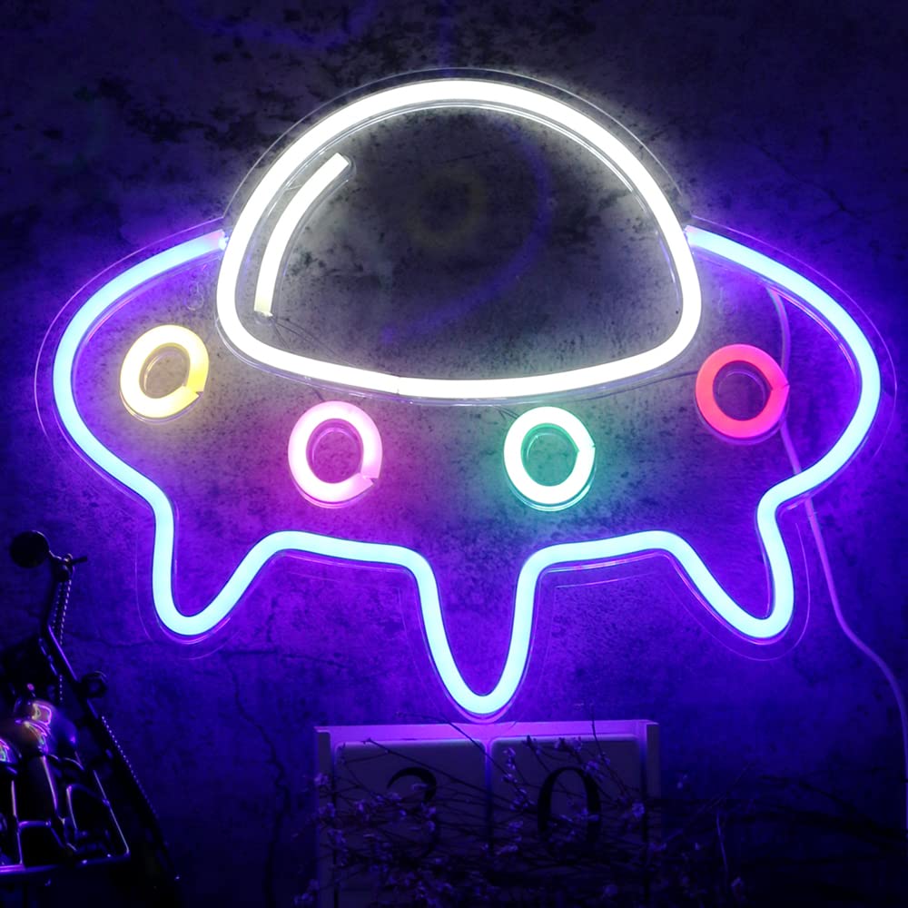 Chi-buy LED UFO Light For Wall Decor Cute Spaceship Alien Shaped Neon Signs
