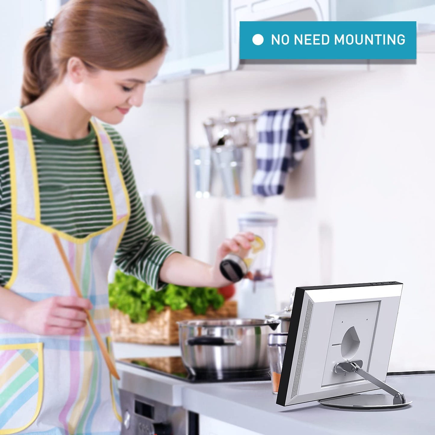 Letlar Tilt and Swivel Stand for Echo Show 15, Make of Aluminum Alloy, Rotatable and Foldable, Echo Show 15 Mount Suitable for 8"-16" Tablet/iPad