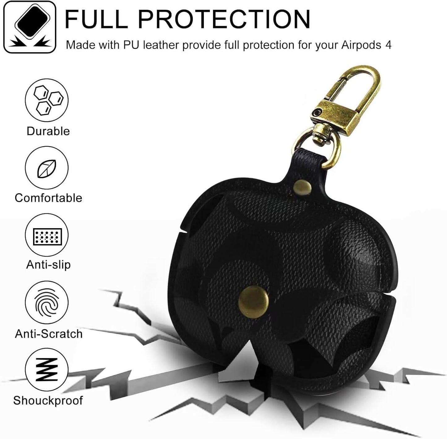 for AirPods 4 Case, Compatible with AirPods 4th Generation Case, Leather Full Body Shockproof Protective Cover for AirPods 4th Generation Cover