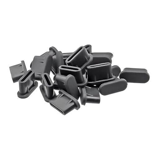 TOPPROS Pack of 20 Type C Silicone Protectors Cap Port Cover Anti Dust(0.37 x 0.16 x 0.24 inches) Black