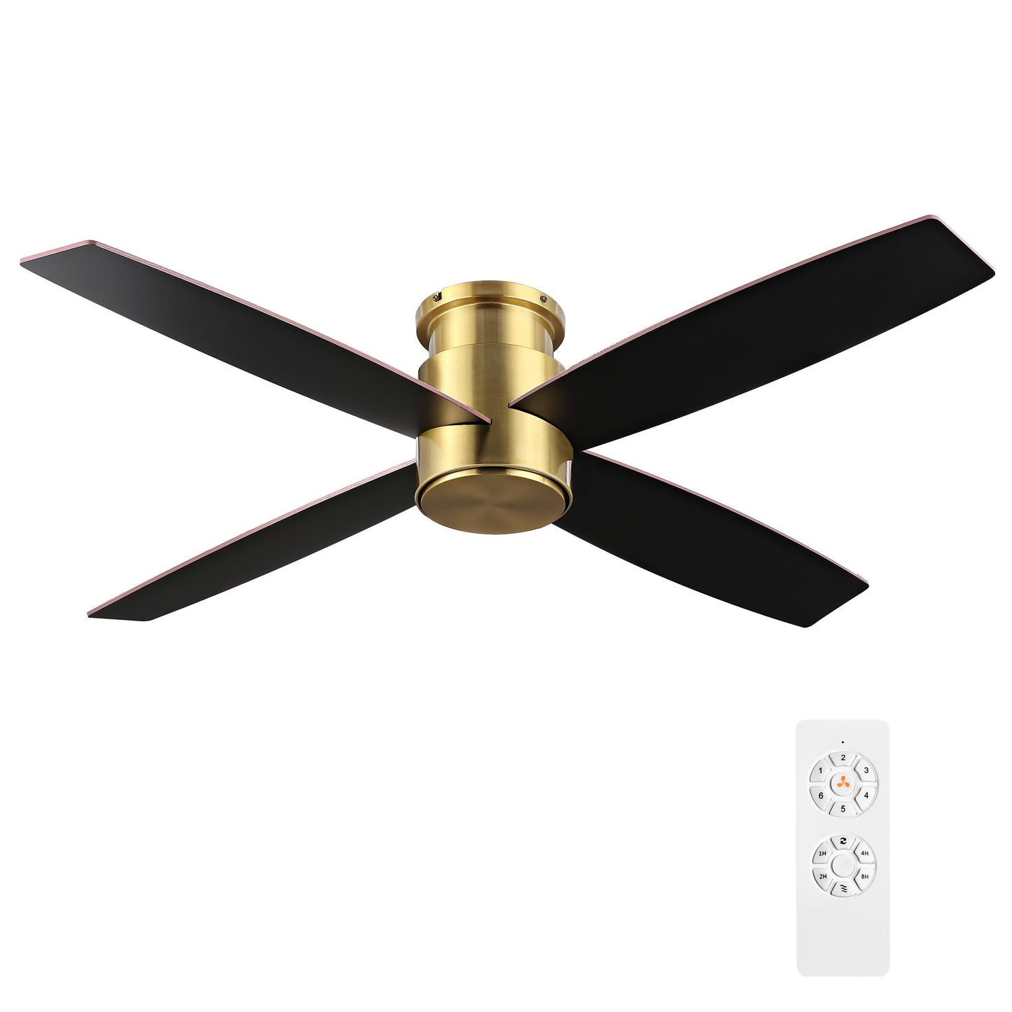 WINGBO 52" Flush Mount DC Ceiling Fan without Lights, 4 Reversible Blades, Ultra Quiet 6-Speed DC Motor, Hugger Low Profile Indoor Ceiling Fan No
