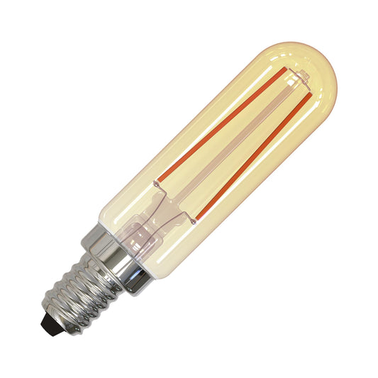 Bulbrite 776904 Amber LED Filament T6 Light Bulb, E12 Candelabra Base, 2100k Amber Light, 2.5 Watts 160 Lumens, High 90 CRI, Fully Dimmable
