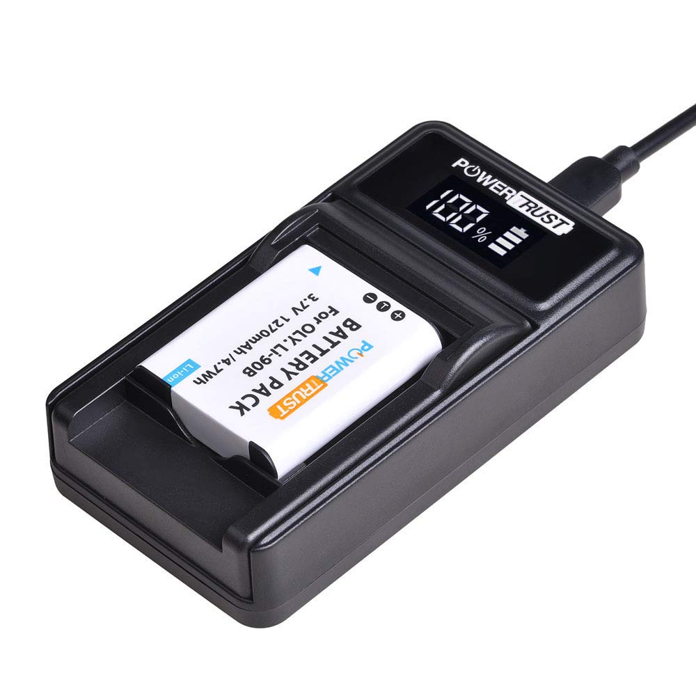 PowerTrust 2Pack LI-90B Li-92B Battery and Charger for Olympus Tough TG-1 iHS TG-2 iHS TG-3 TG-4 SH50 iHS SH60 Batteries