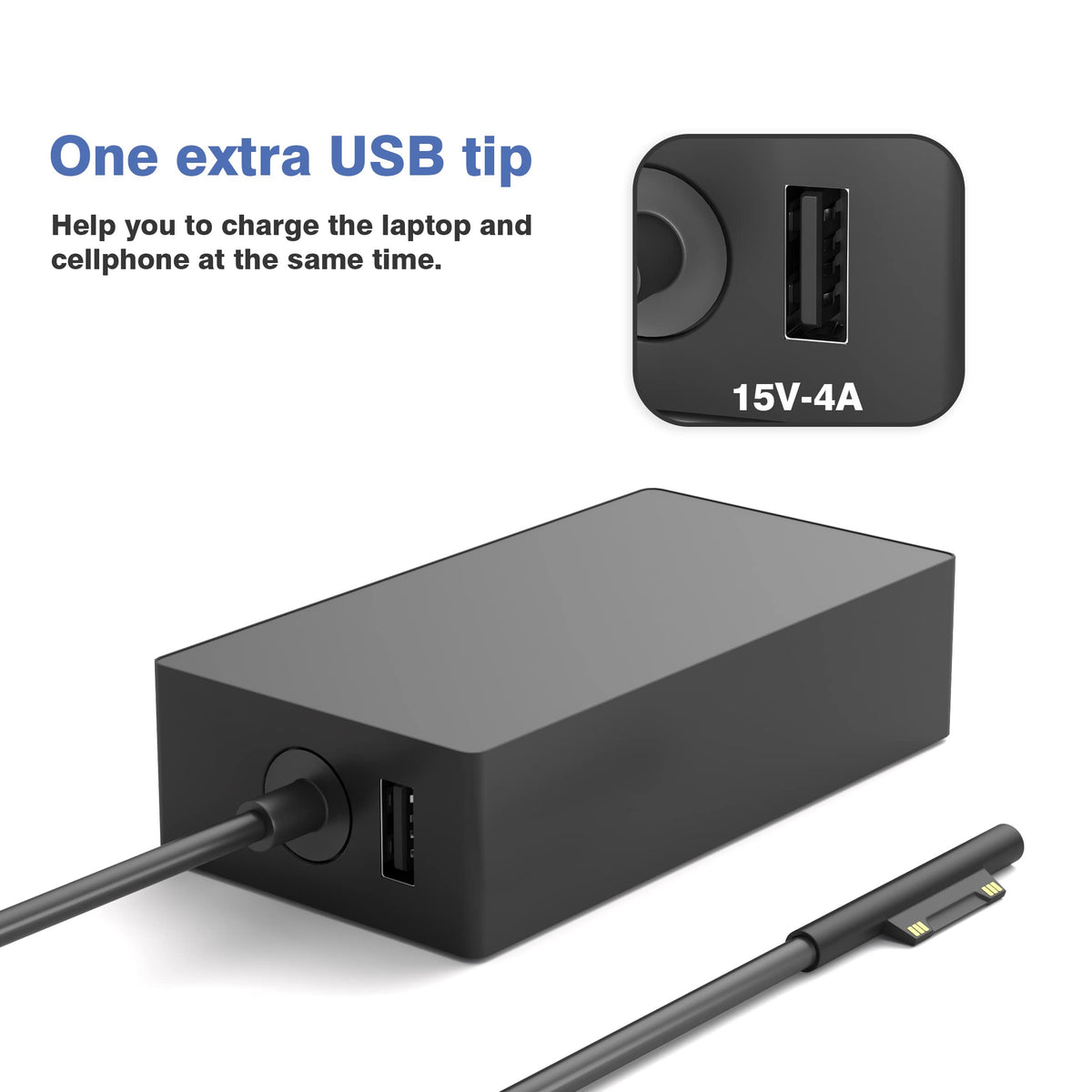 YBRUZRUB 65W Surface Pro Charger Compatible with Microsoft Surface Laptop 2 3, Surface Pro X 11 10 9 8 7 6 5 4 3, Surface Go 2 Go 3, Surface Book 1 2