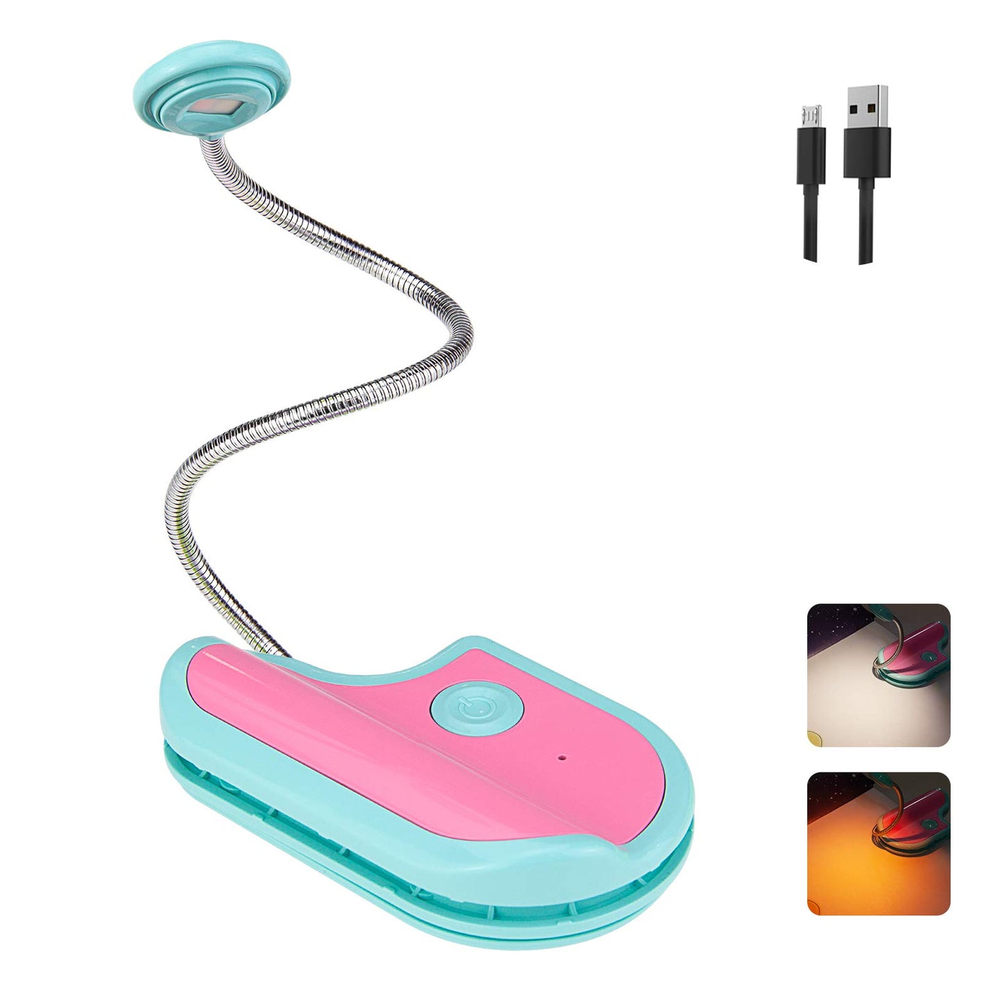 BIGMONAT Rechargeable Reading Book Light, Amber Reading Lighting for Kids Blue-Light Blocking,Portable LED Reading Lamp with 360° Rotary Light