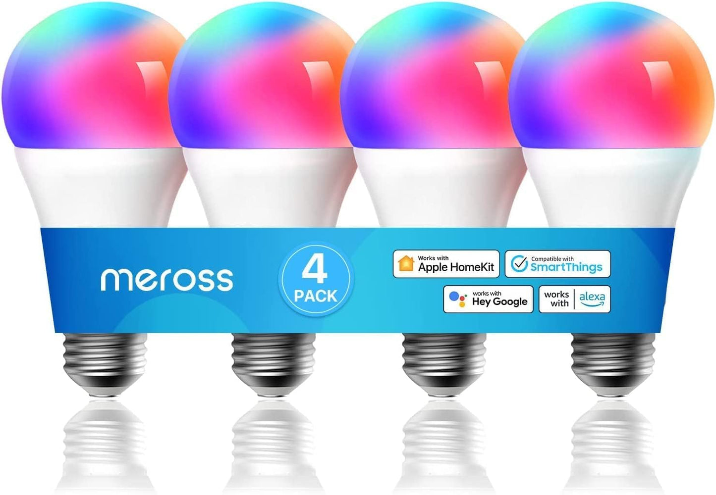 meross Smart LED Light Bulb, Supports Apple HomeKit Dimmable E26 Multicolor