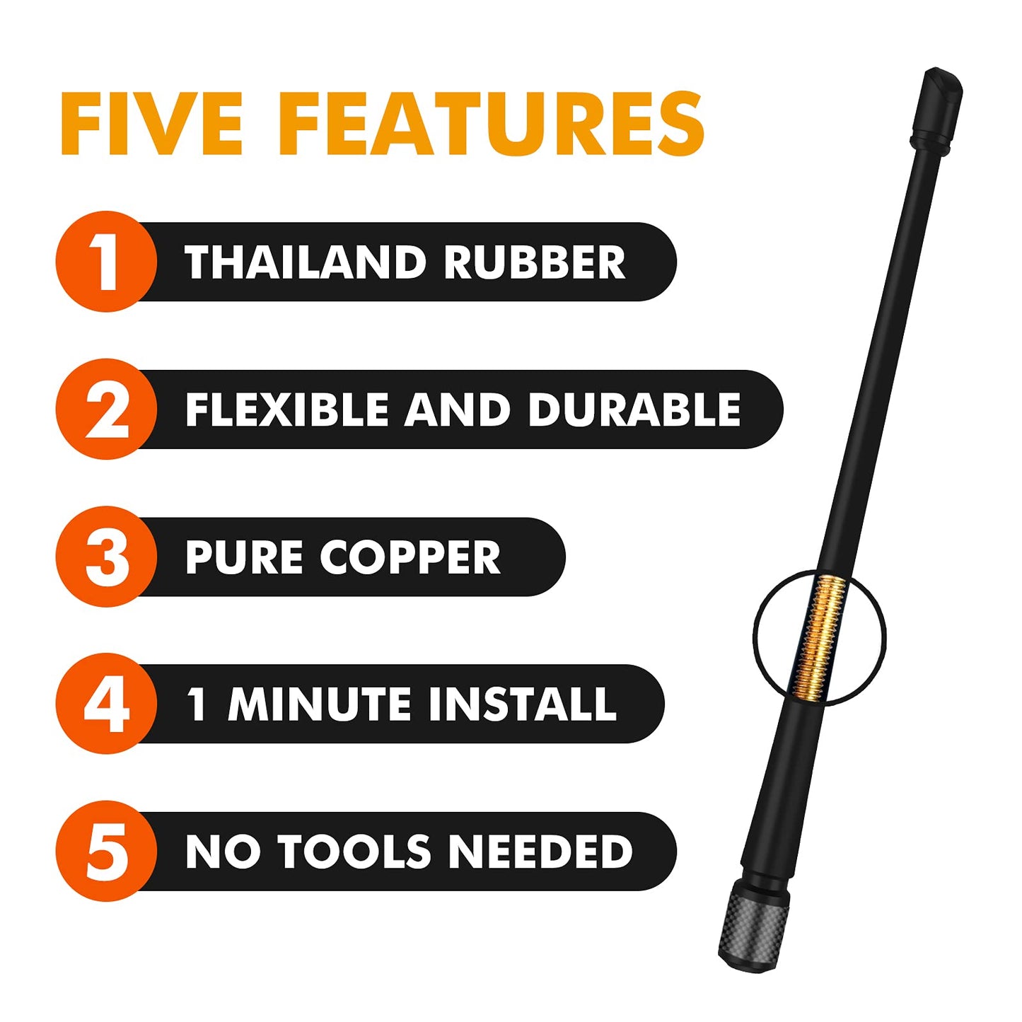 MODIGT 7 Inch Car Antenna Compatible with 2009-2024 Ford F150 Flexible Rubber Radio Truck Antenna Designed for Optimized FM/AM Reception Ford F150
