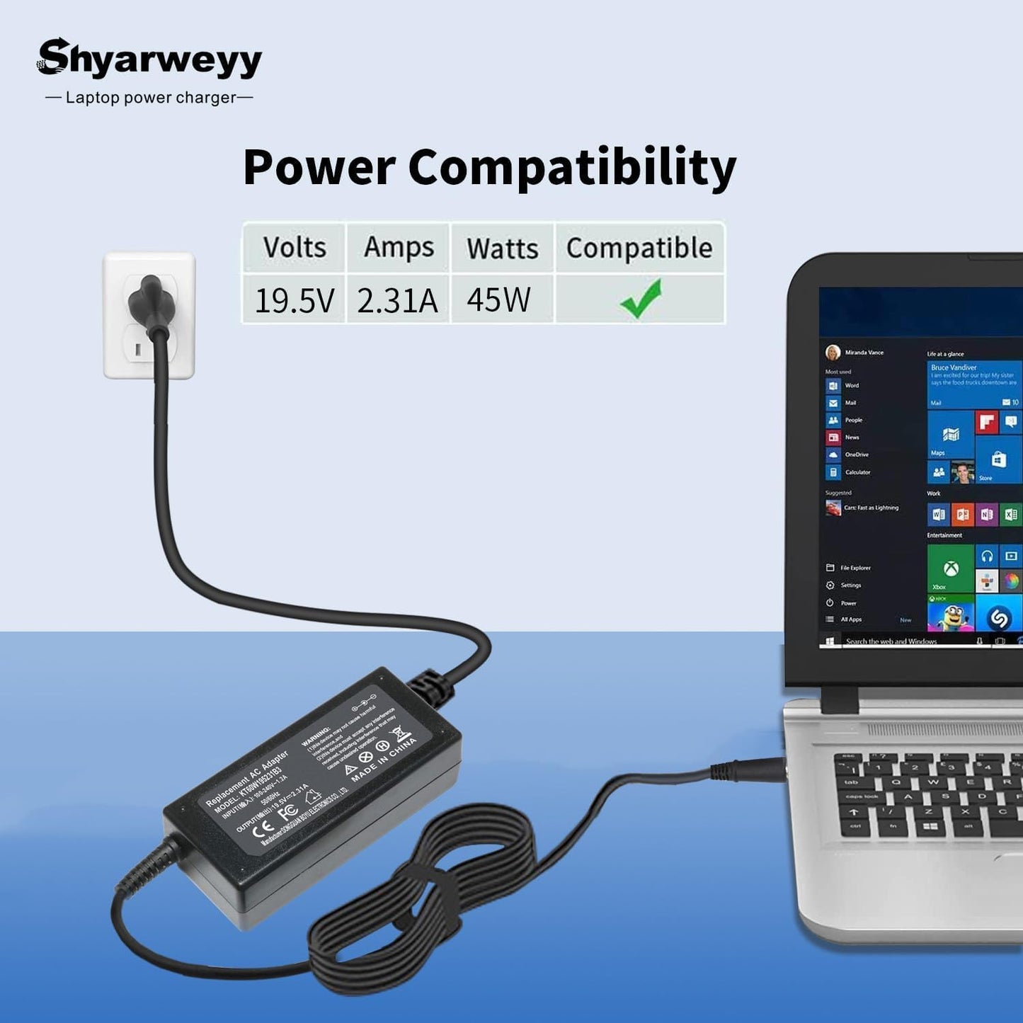 45W 740015-002 741727-001 L25296-001 AC Adapter for HP Pavilion x360 Envy Spectre Elitebook 840 ProBook Laptop Notebook Power Supply Cord Blue Tip 4.5