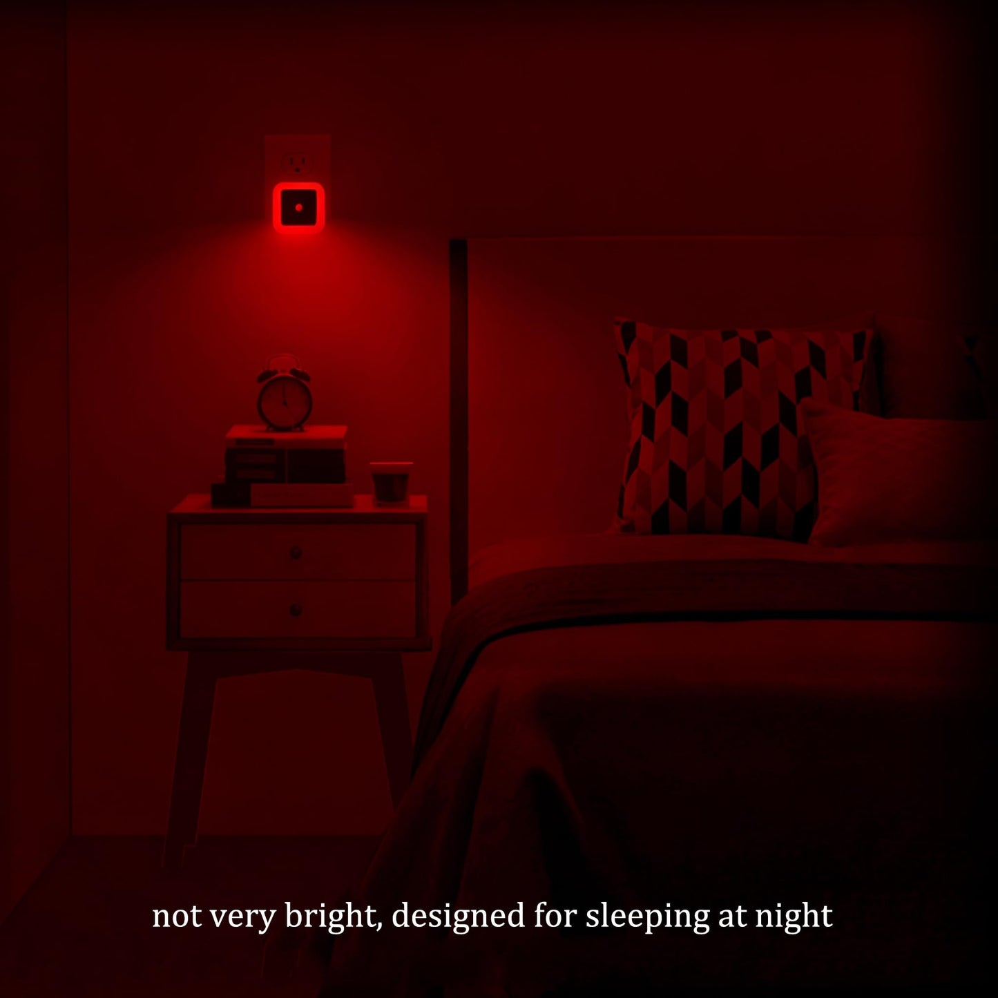 Elsent 4 Pack Red LED 0.5W Night Lights for Sleeping (Dim/Not Too Bright), Plug-in Wall Nightlight with Auto Light Sensor, for Bedroom Bathroom