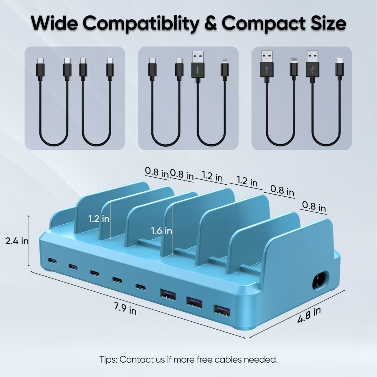 300W Charging Station for Multiple Devices, 8 Port Multi USB C Fast Charger Station Dock for MacBook iPhone 16/15/14/13/12 Samsung Pixel Series iPad