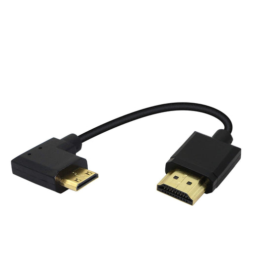 15CM Mini HDMI to HDMI Short Cable, 90 Degree Left Angle High Speed Mini HDMI Male to HDMI 2.0 Male Adapter Support 4k@60HZ YOUCHENG, for Raspberry