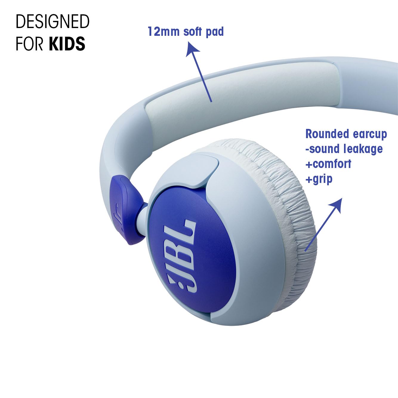 JBL Junior 320 - Wired on-Ear Kids Headphones Safe Sound (<85dB), Built-in mic, Fit for Kids and Customizable with Included Stickers (Purple)