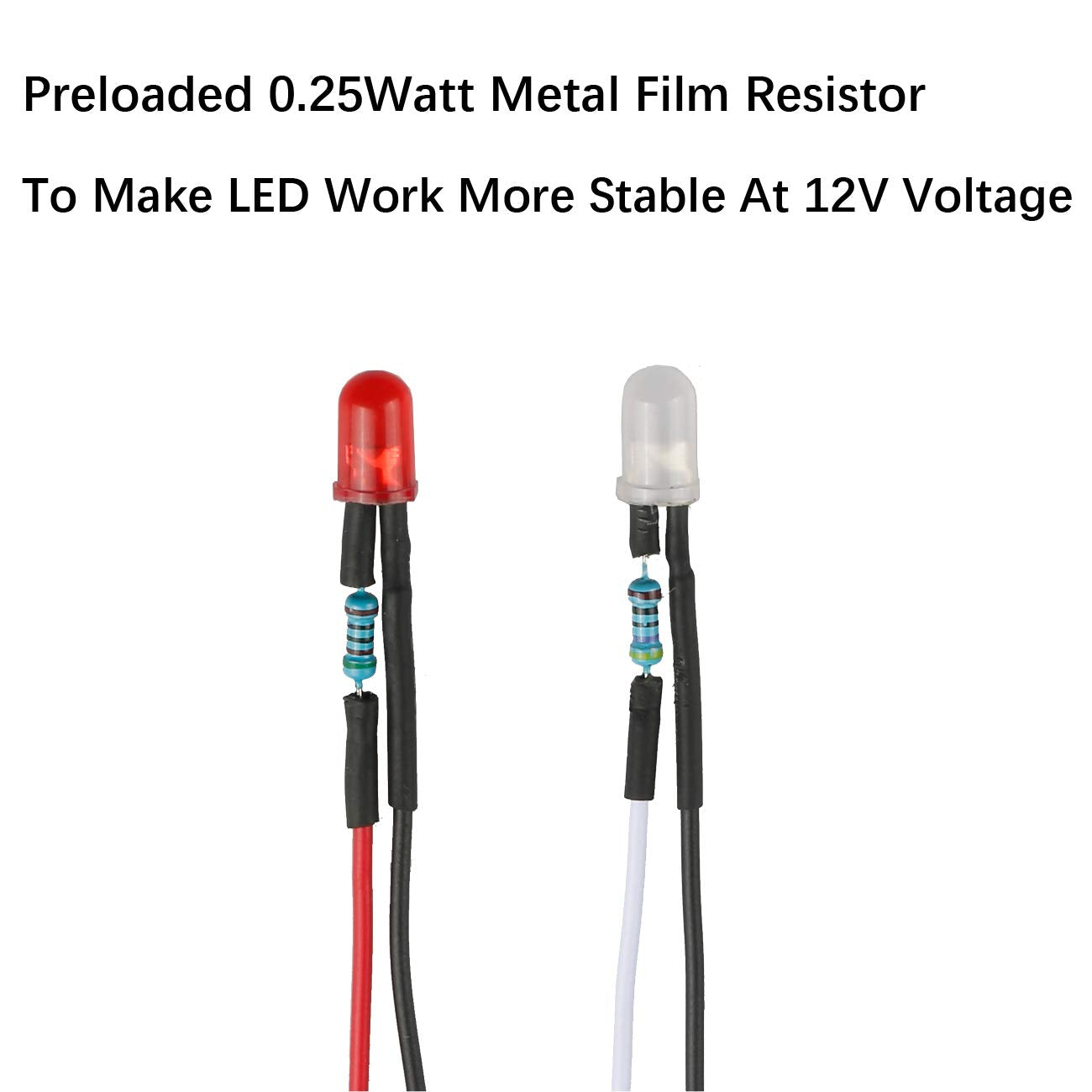 EDGELEC 50pcs 12 Volt 5mm Warm White LED Lights Emitting Diodes, Pre Wired 7.9 Inch DC 12V LED Light Diffused Colored Lens Small LED Lamps