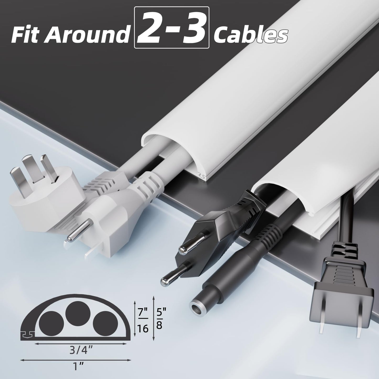 Silicone Cord Hider Wall for 2-3 Cables,Side-Opening Wire Covers for Cords on Wall,Self-Adhesive Cable Hider Raceway,TV Wire Hider,TV Cord Hider for