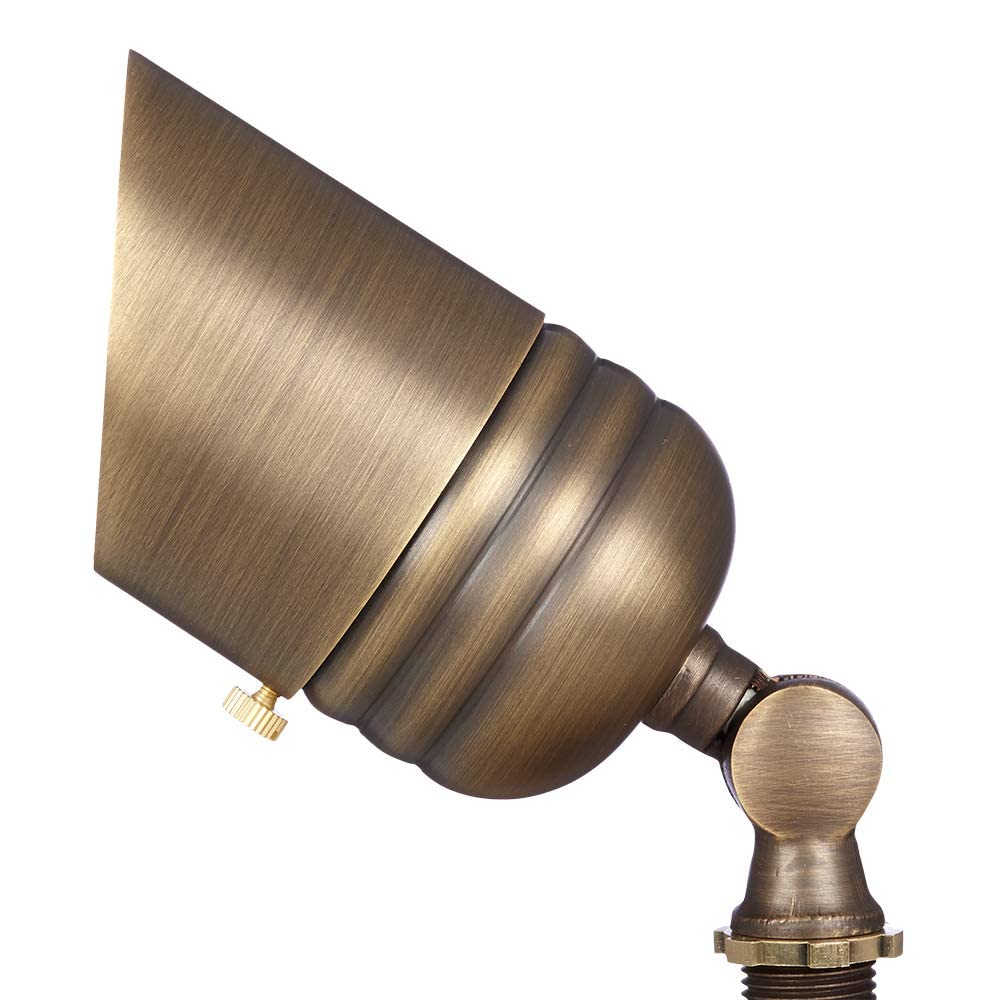 VOLT Fat Boy 12V Brass Outdoor Spotlight (Bronze) with 5W 2700K Warm White 400 Lumen MR16 LED Bulb for Low Voltage Landscape Lighting of Yard, Lawn