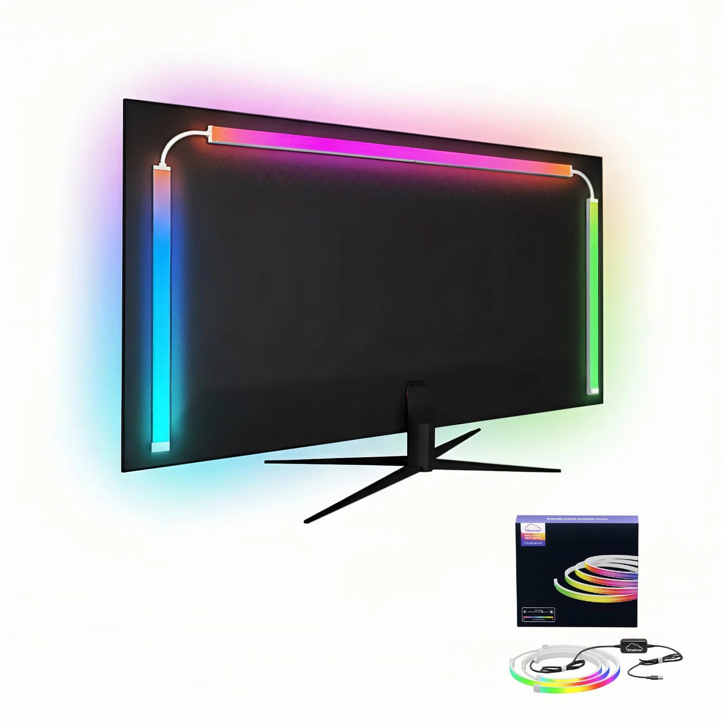 wacuaao 27 Inch Monitor Backlight - Immersive LED Strip with Screen Mirror Sync - PC and Mac Software Control - Gaming Setup Desktop Lights - 16M